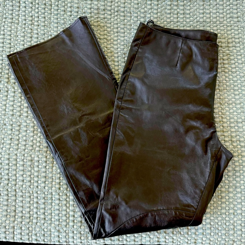 Vintage Y2K Harley Davidson Wonens Black 100% Leather Riding Pants Sz 8 - Picture 1 of 13